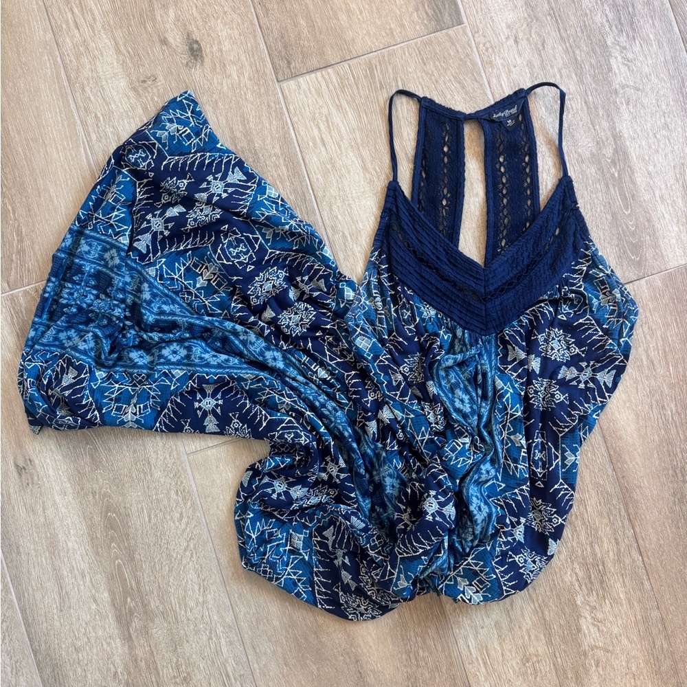 Lucky Brand Blue Patterned Maxi Dress